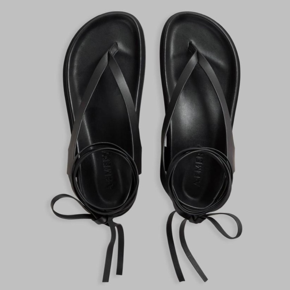 A. Emery Shel Sandals in Black Leather - Picture 3 of 5